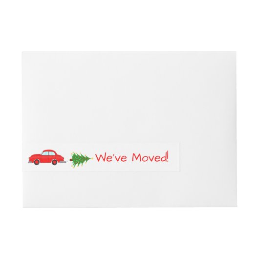 We hebben de auto en boom Kerstlabel verplaatst Omwikkelbaar Adreslabel (Voorkant)