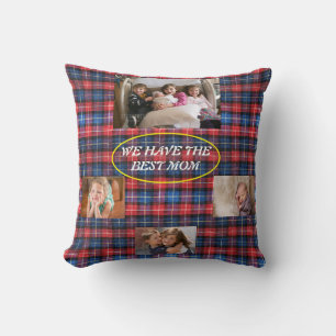 We Hebben De Beste Moeder in Rood en Blauw Karo 4 Kussen