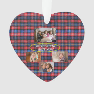 We Hebben De Beste Moeder in Rood en Blauw Karo Ornament