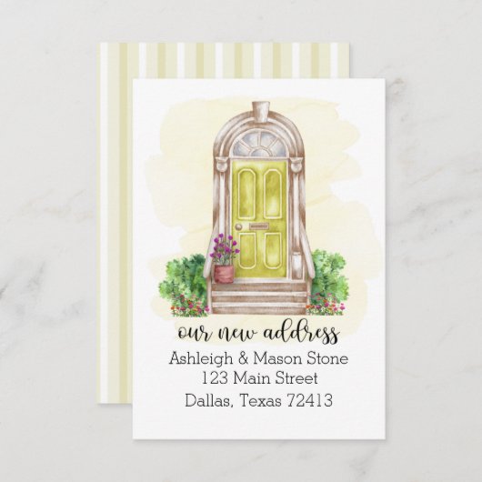 We hebben de Bewegende Gele Deur van de Aankondigi Kaart (Voorkant / Achterkant)