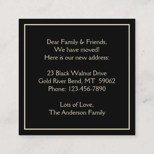 We hebben de Black and Gold Modern Enclosure Kaart Vierkante Visitekaartje (Achterkant)