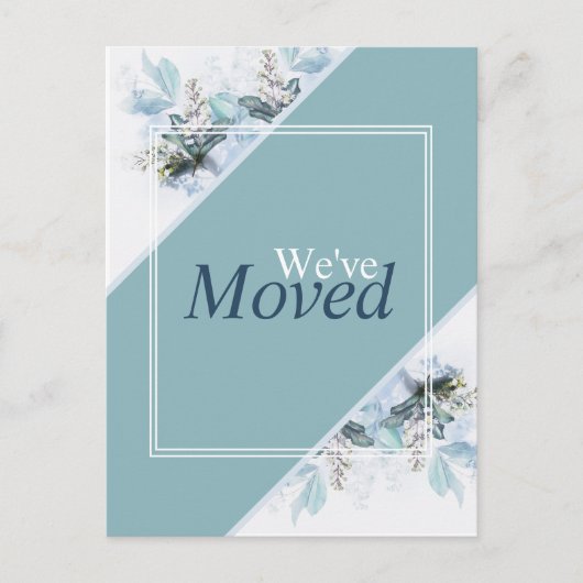 We hebben de blauwe Floral Moving Announcement ver Briefkaart (Voorkant)