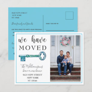 We hebben de blauwe sleutel foto verplaatst aankondigingskaart