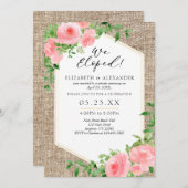 We hebben de Burlap Pink Floral Weddenschap Elopem Kaart (Voorkant / Achterkant)