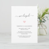 We hebben de Cute Pink Heart Weddenschap Elopement Aankondiging (Staand voorkant)