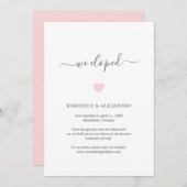 We hebben de Cute Pink Heart Weddenschap Elopement Aankondiging (Voorkant / Achterkant)