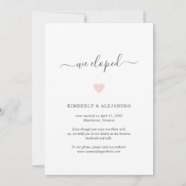 We hebben de Cute Pink Heart Weddenschap Elopement Aankondiging