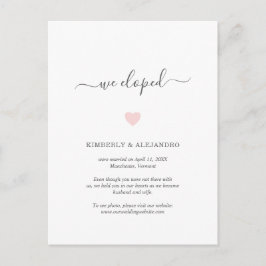 We hebben de Cute Pink Heart Weddenschap Elopement Aankondigingskaart