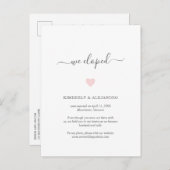 We hebben de Cute Pink Heart Weddenschap Elopement Aankondigingskaart (Voorkant / Achterkant)