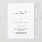 We hebben de Cute Pink Heart Weddenschap Elopement Aankondigingskaart (Voorkant)