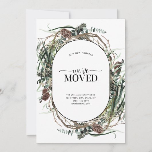 We hebben de Eucalyptus Dusty Moving Announcement  Feestdagenkaart (Voorkant)