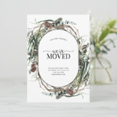 We hebben de Eucalyptus Dusty Moving Announcement  Feestdagenkaart (Staand voorkant)