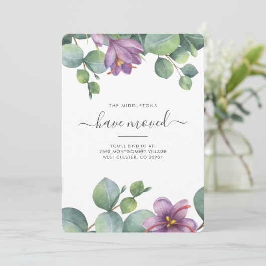 We hebben de Eucalyptus Greenery Botanical Moving Aankondiging (Staand voorkant)