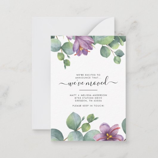 We hebben de Eucalyptus Paarse groene olievloeisto Notitiekaartje (Voorkant)