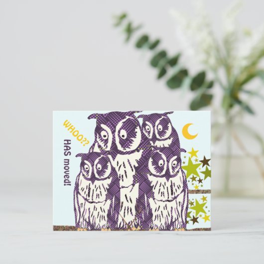 We hebben de familie Owl verplaatst Aankondigingskaart (Staand voorkant)