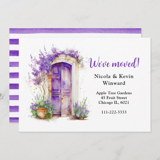We hebben de Floral Paarse lavender-deur verplaats Aankondiging (Voorkant / Achterkant)