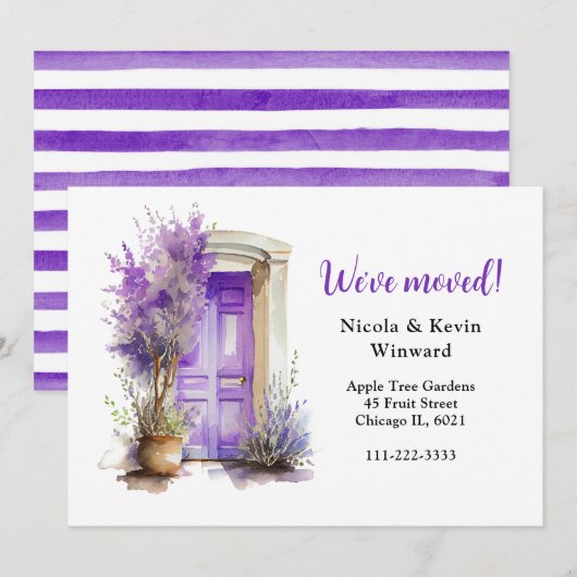 We hebben de Floral Paarse lavender-deur verplaats Aankondiging (Voorkant / Achterkant)