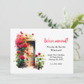 We hebben de Floral Red Roses-deur verplaatst Aankondiging (Staand voorkant)