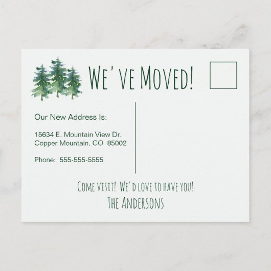 We hebben de Forest Mountain Pines Waterverf verpl Aankondigingskaart (Achterkant)