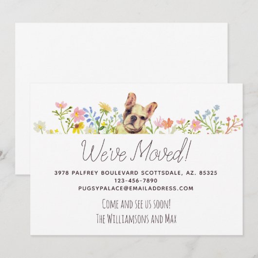 We hebben de Franse Bulldog Floral Moving Aankondiging (Voorkant / Achterkant)