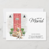 We hebben de gele labrador rode deurhond verplaats aankondiging (Voorkant)