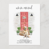 We hebben de gele labrador rode deurhond verplaats aankondigingskaart (Voorkant)