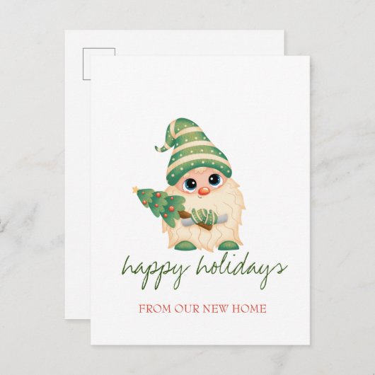 We hebben de Gnome Pine Tree-feestdag verplaatst Aankondigingskaart (Voorkant / Achterkant)