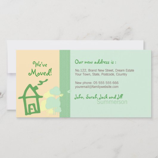 We hebben de Green & Beige pastels fotocard verhui Aankondiging (Voorkant)