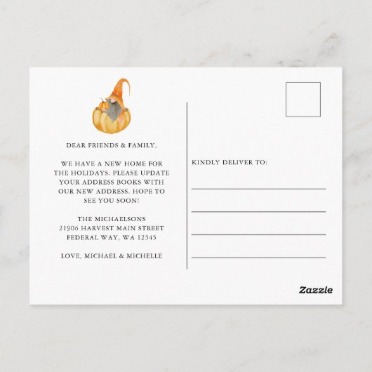 We hebben de herfst van Gnome Nieuwe Aankondiging  Briefkaart (Achterkant)