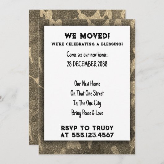 We hebben de 'Home Blessing New House Warming Part Kaart (Voorkant / Achterkant)