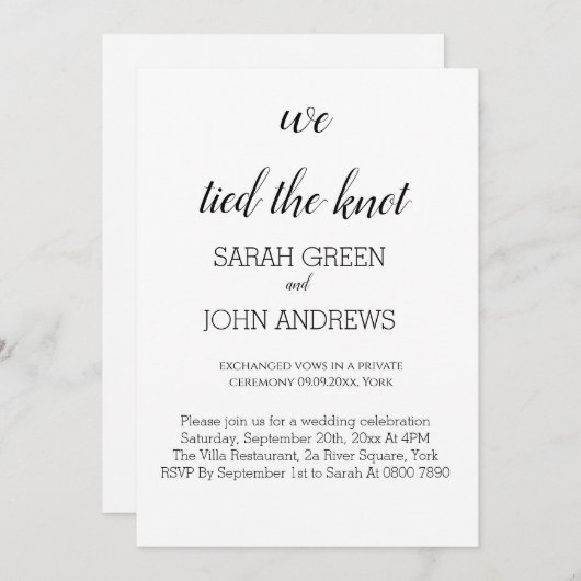 We hebben de huwelijksaankondiging van de knoop do kaart (Voorkant / Achterkant)