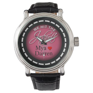 We hebben de jackpot geraakt!   roze horloge