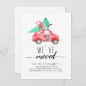We hebben de kerstboom rode auto vakantie verhuize aankondigingskaart (Voorkant / Achterkant)