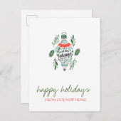 We hebben de kerstfeestdag verplaatst. aankondigingskaart (Voorkant / Achterkant)