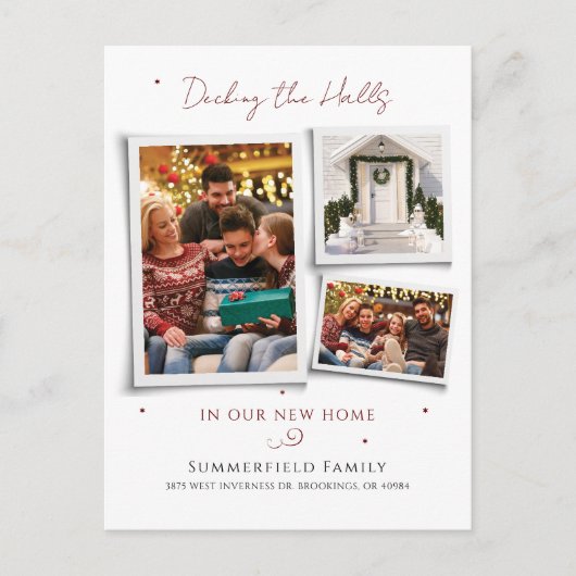 We hebben de kerstfoto's van de familie verplaatst feestdagenkaart (Voorkant)