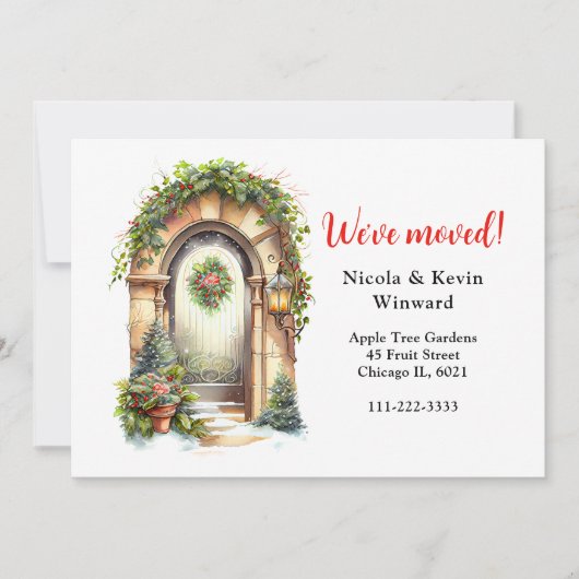 We hebben de kerstgarlanddeur verplaatst aankondiging (Voorkant)