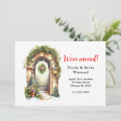 We hebben de kerstgarlanddeur verplaatst aankondiging (Staand voorkant)