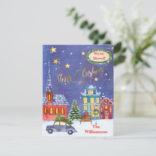 We hebben de kerstklep verplaatst aankondiging (Staand voorkant)