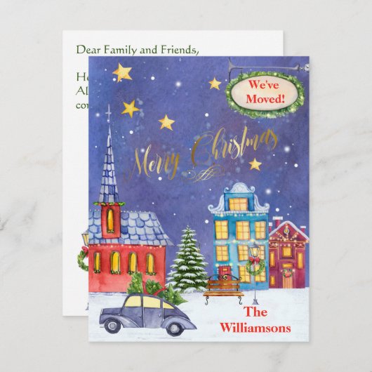 We hebben de kerstklep verplaatst aankondiging (Voorkant / Achterkant)