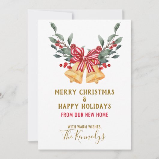 We hebben de kerstklokken verplaatst Red Bow Holid Aankondiging (Voorkant)