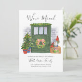 We hebben de kerstvakantie voor de voordeur verpla aankondiging (Staand voorkant)