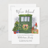 We hebben de kerstvakantie voor de voordeur verpla aankondigingskaart (Voorkant / Achterkant)