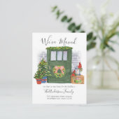 We hebben de kerstvakantie voor de voordeur verpla aankondigingskaart (Staand voorkant)