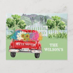 We hebben de klassieke carmante Floral Red Truck-b Aankondigingskaart