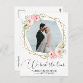We hebben de knoop Blush Floral Eloped aankondigin Briefkaart (Voorkant / Achterkant)