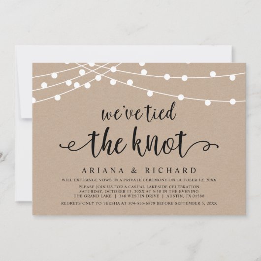 We hebben de knoop doorgehakt, Bruiloft Elopement  Kaart (Voorkant)