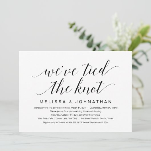 We hebben de knoop doorgehakt, Bruiloft Elopement  Kaart (Staand voorkant)