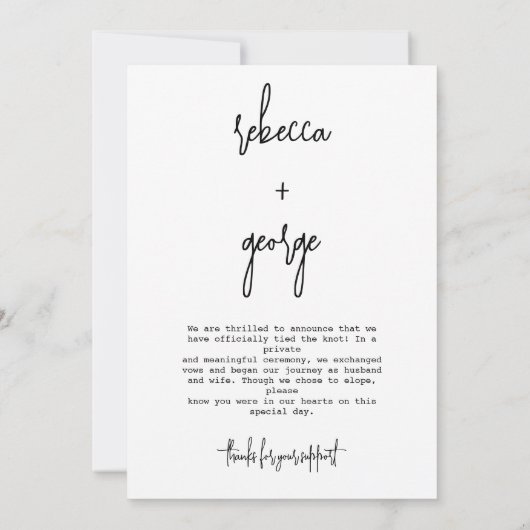 We Hebben De Knoop Doorgehakt Calligrafie Zwart en Aankondiging (Achterkant)