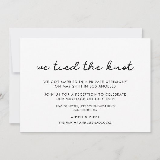 We hebben de knoop doorgehakt eenvoudige huwelijks kaart (Voorkant)