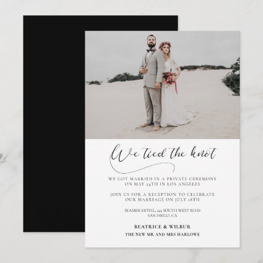 We hebben de knoop doorgehakt Elegante kalligrafie Kaart (Voorkant / Achterkant)